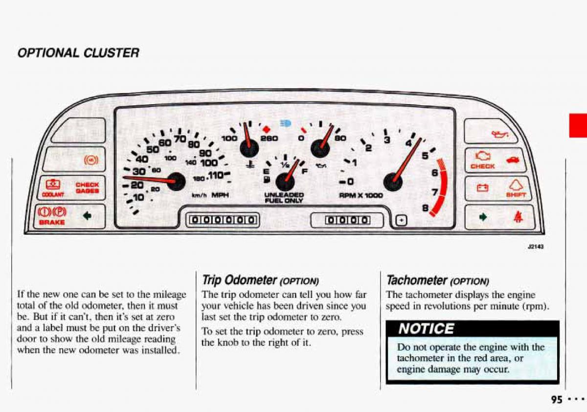 Chevrolet Cavalier II 2 owners manual / page 97