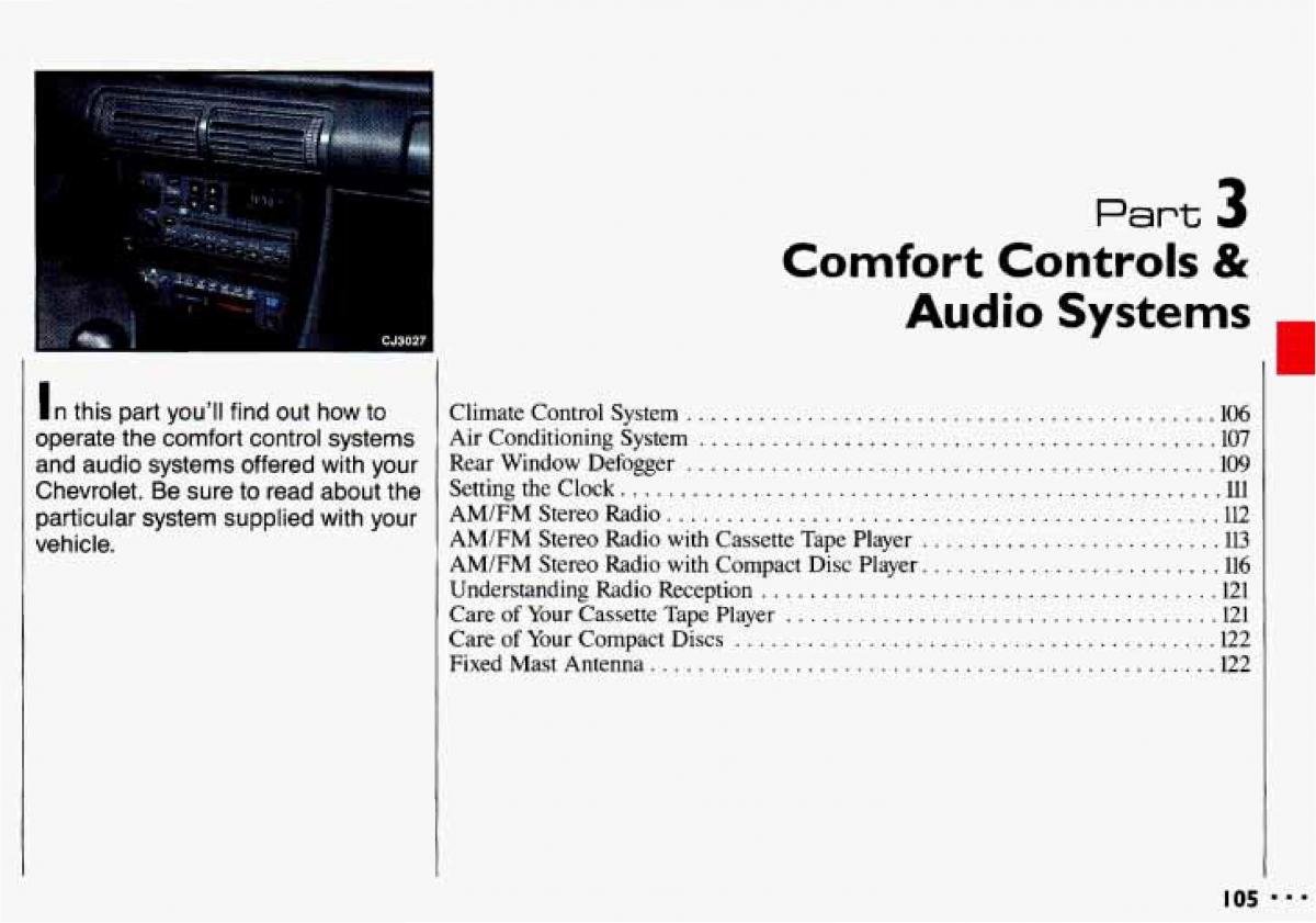 Chevrolet Cavalier II 2 owners manual / page 107