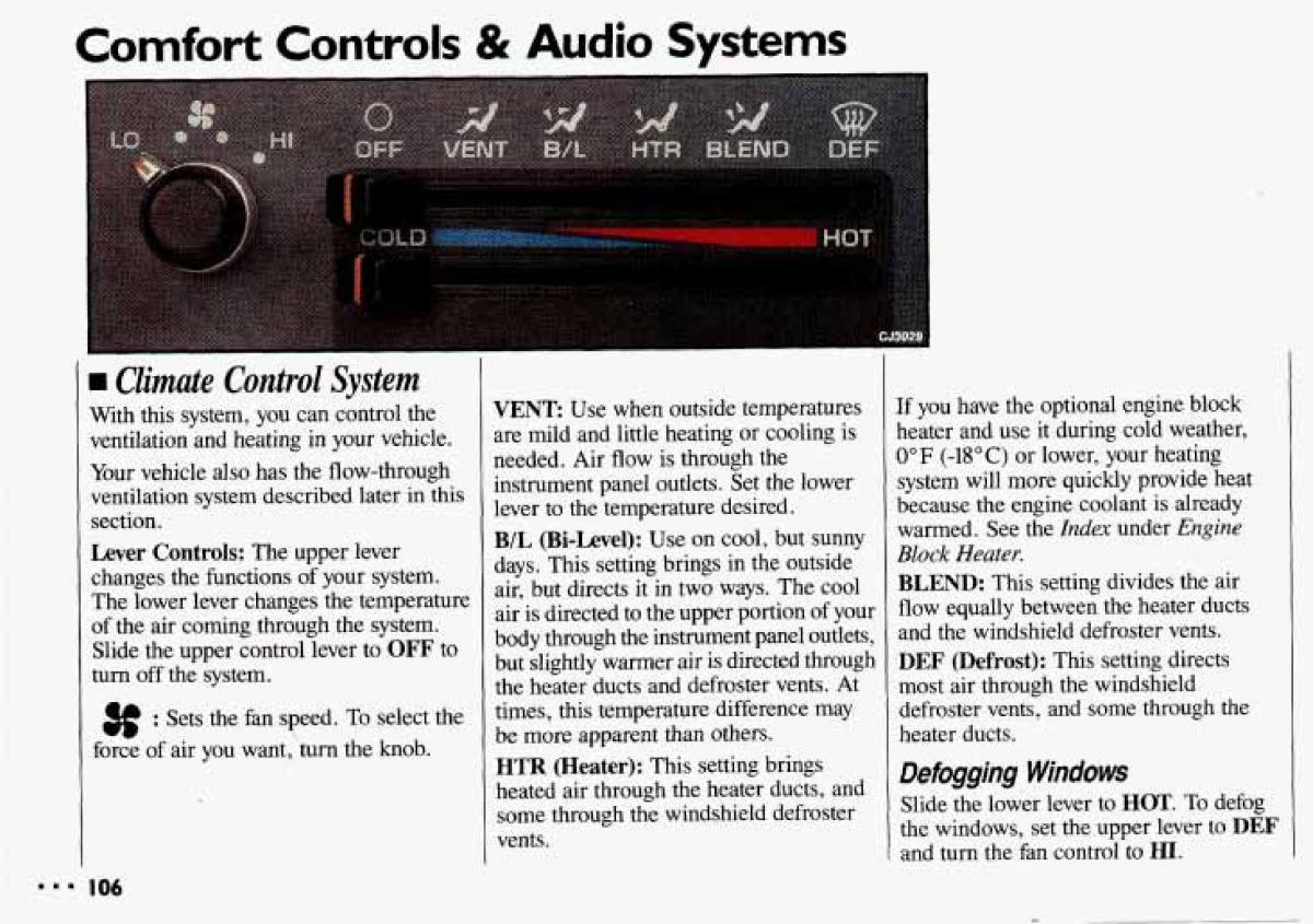 Chevrolet Cavalier II 2 owners manual / page 108