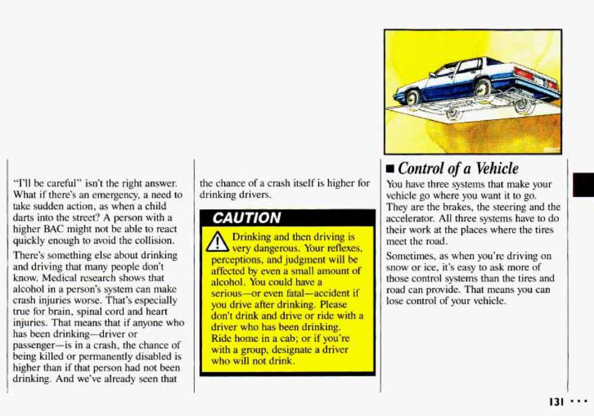 Chevrolet Cavalier II 2 owners manual / page 133