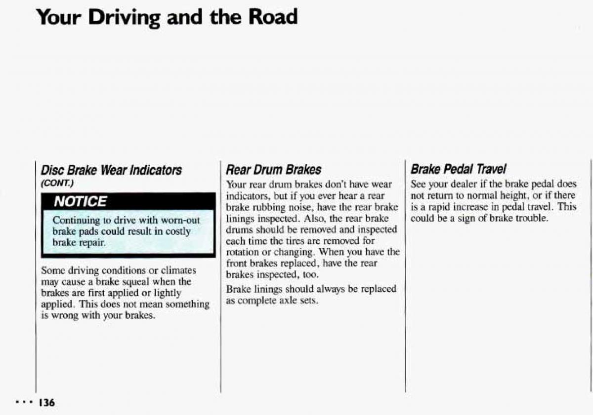 Chevrolet Cavalier II 2 owners manual / page 138