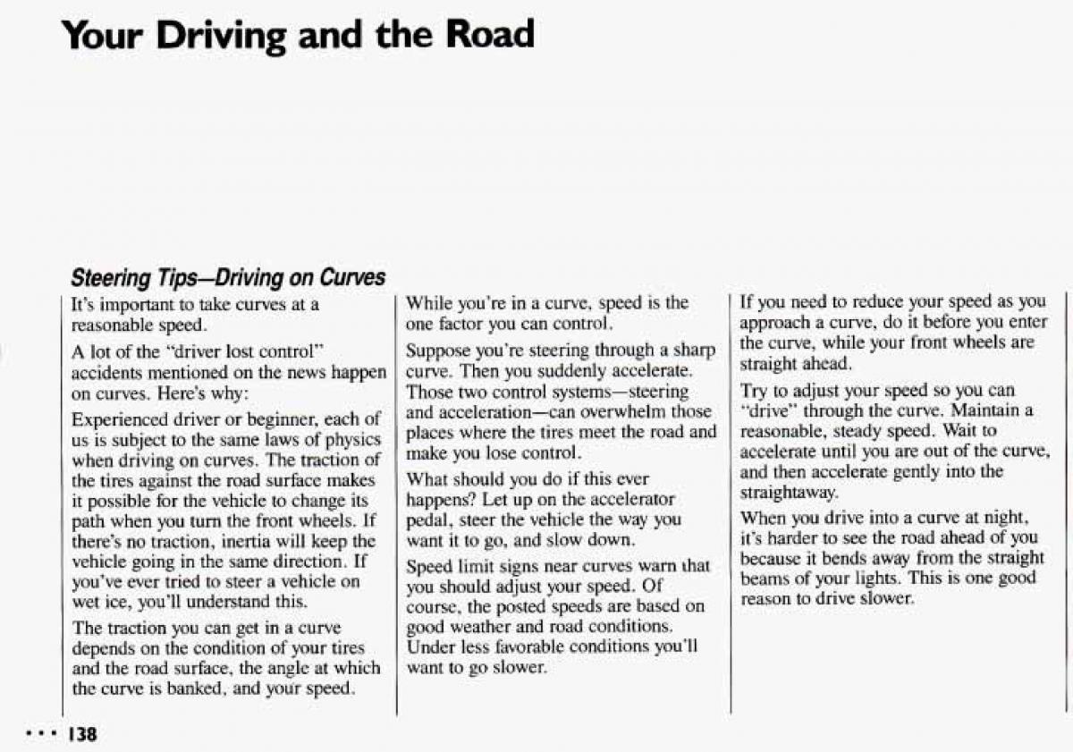 Chevrolet Cavalier II 2 owners manual / page 140