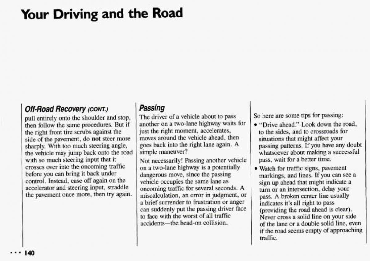 Chevrolet Cavalier II 2 owners manual / page 142