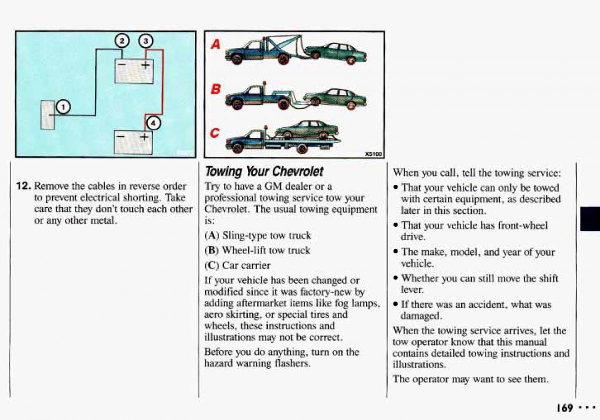 Chevrolet Cavalier II 2 owners manual / page 171