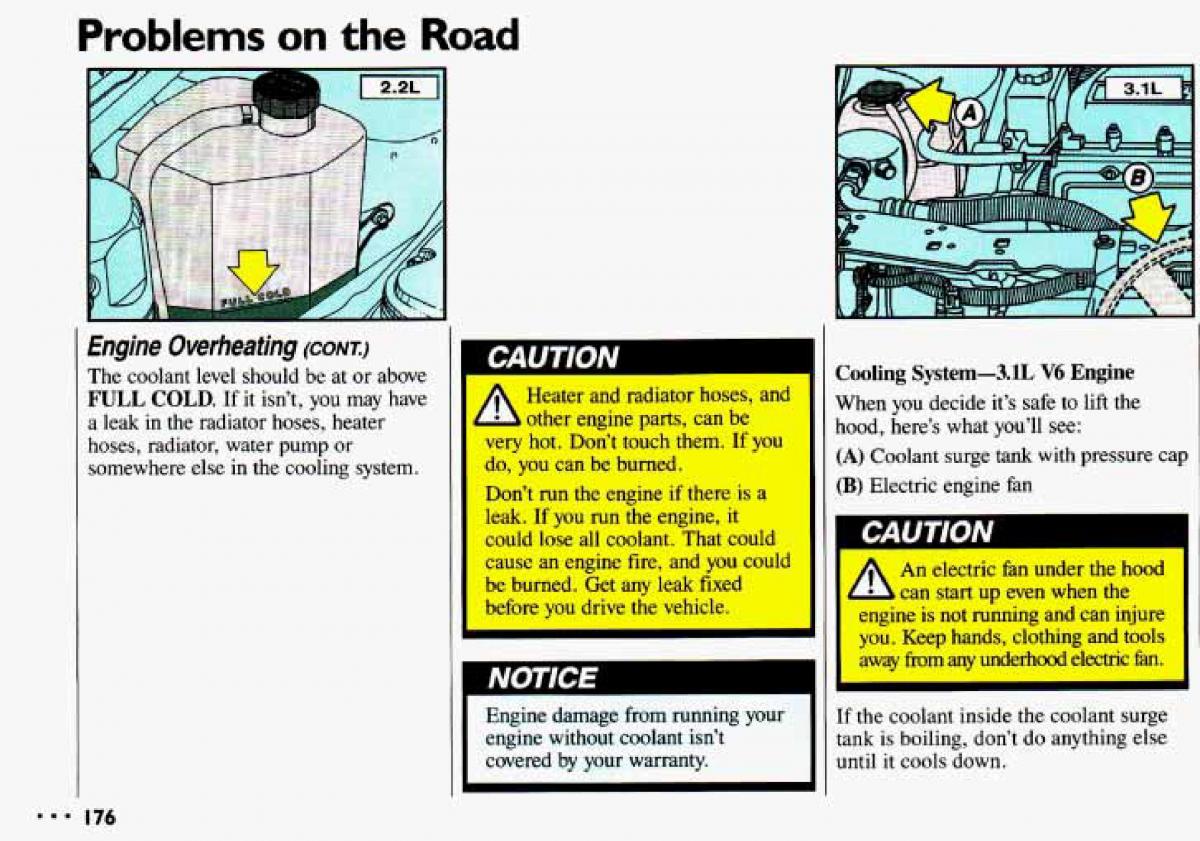 Chevrolet Cavalier II 2 owners manual / page 178