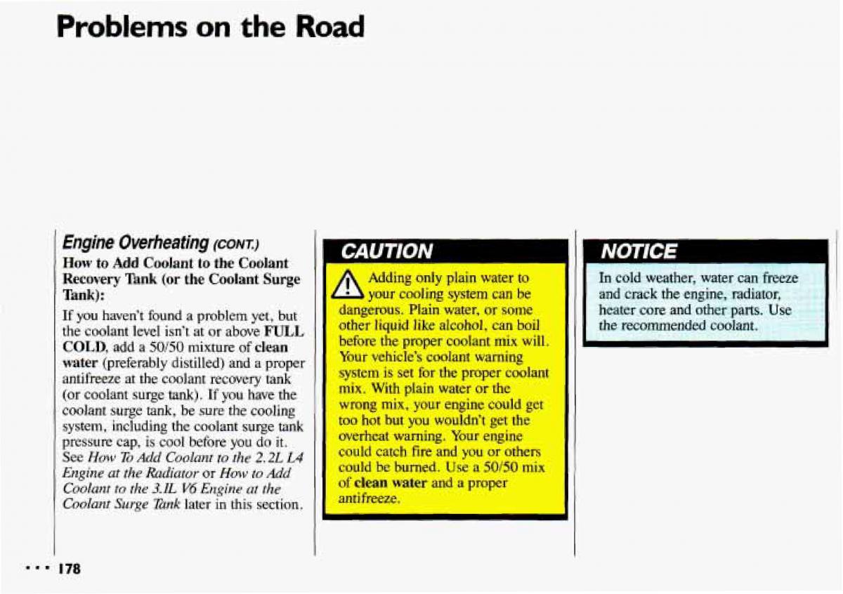 Chevrolet Cavalier II 2 owners manual / page 180