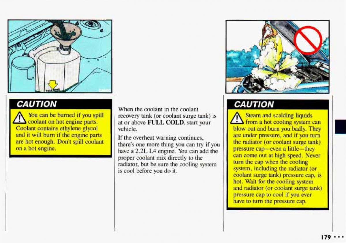 Chevrolet Cavalier II 2 owners manual / page 181