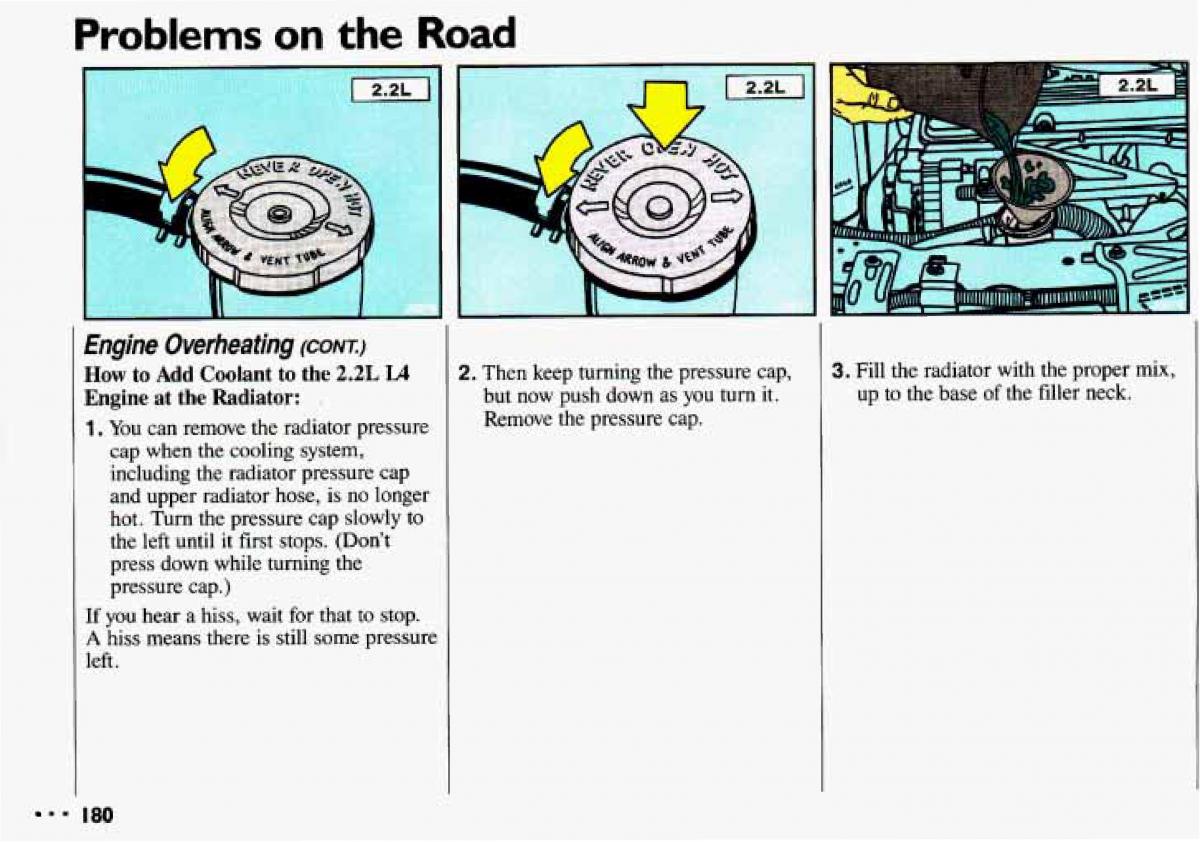 Chevrolet Cavalier II 2 owners manual / page 182