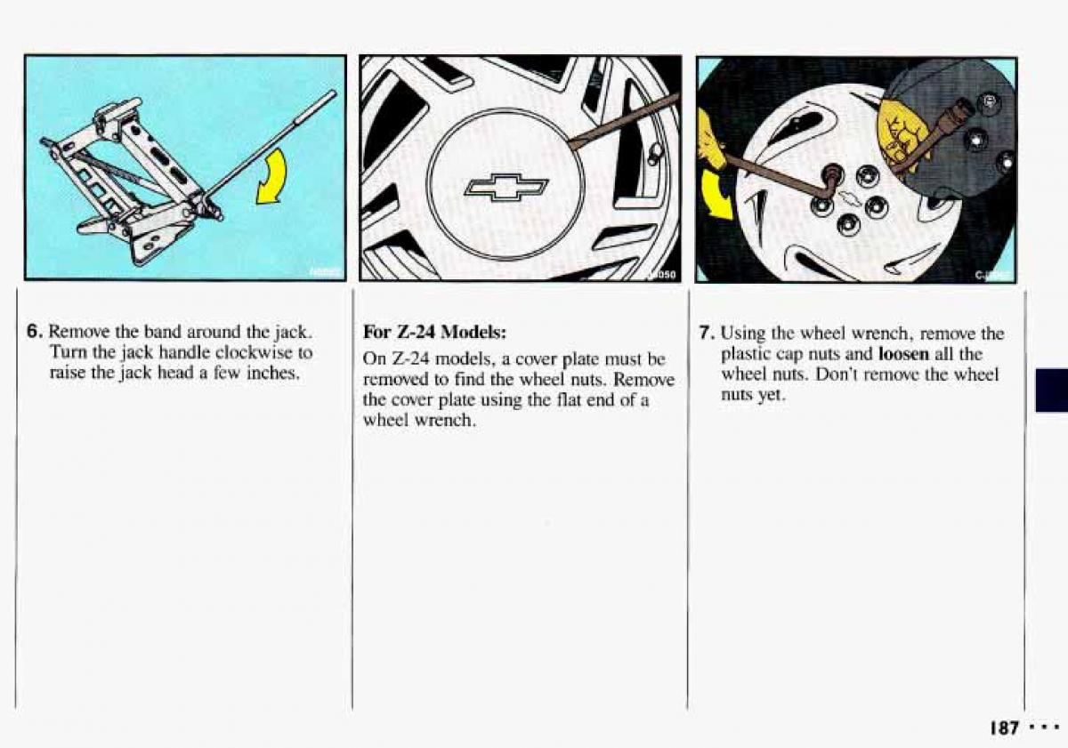 Chevrolet Cavalier II 2 owners manual / page 189