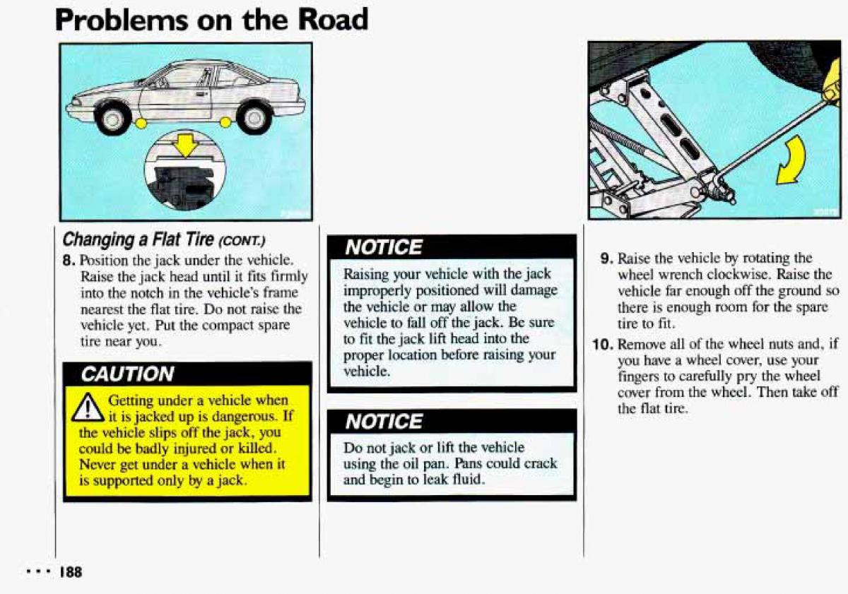 Chevrolet Cavalier II 2 owners manual / page 190