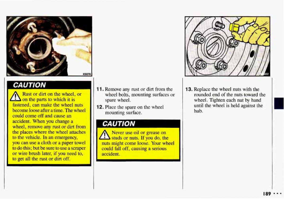 Chevrolet Cavalier II 2 owners manual / page 191