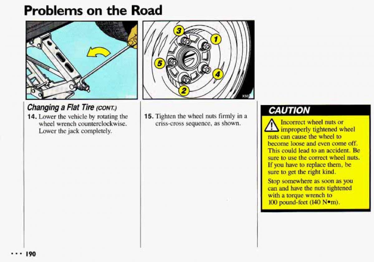 Chevrolet Cavalier II 2 owners manual / page 192