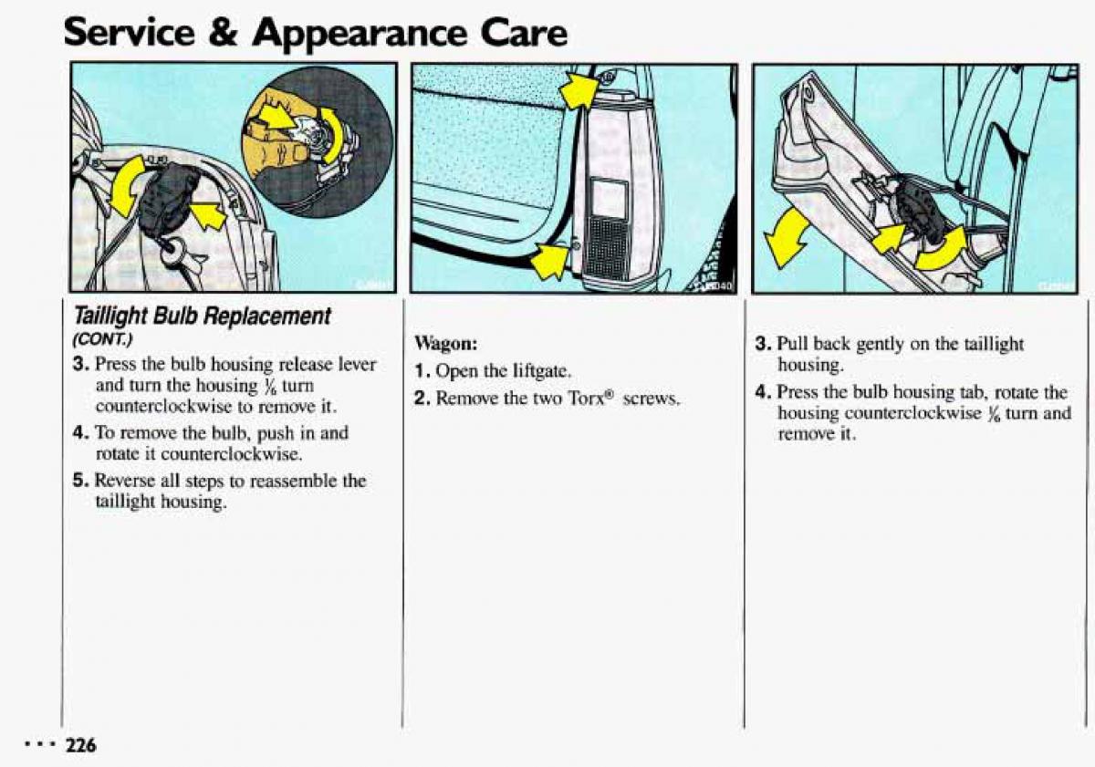 Chevrolet Cavalier II 2 owners manual / page 228