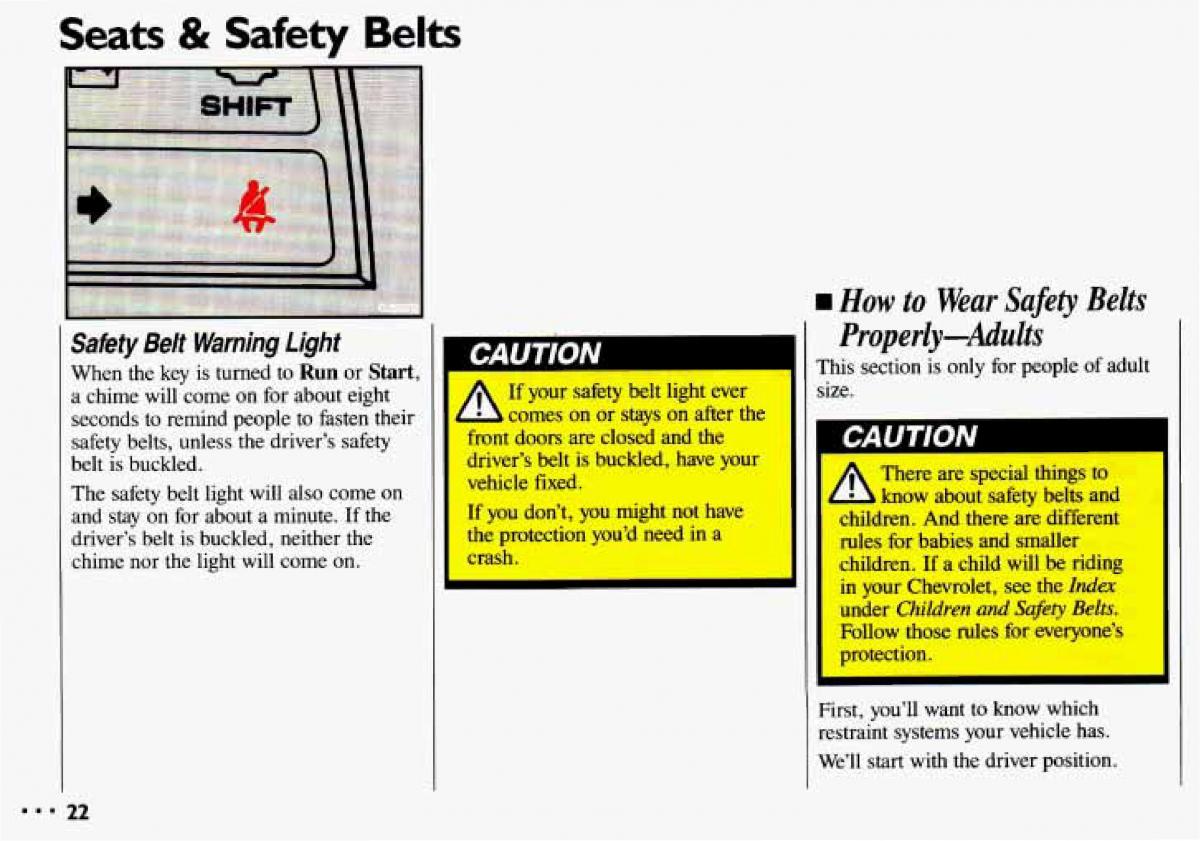 Chevrolet Cavalier II 2 owners manual / page 24