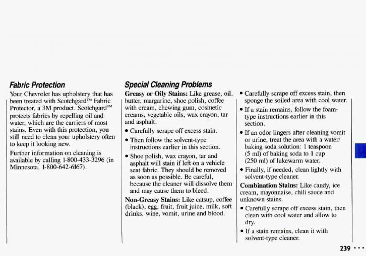 Chevrolet Cavalier II 2 owners manual / page 241