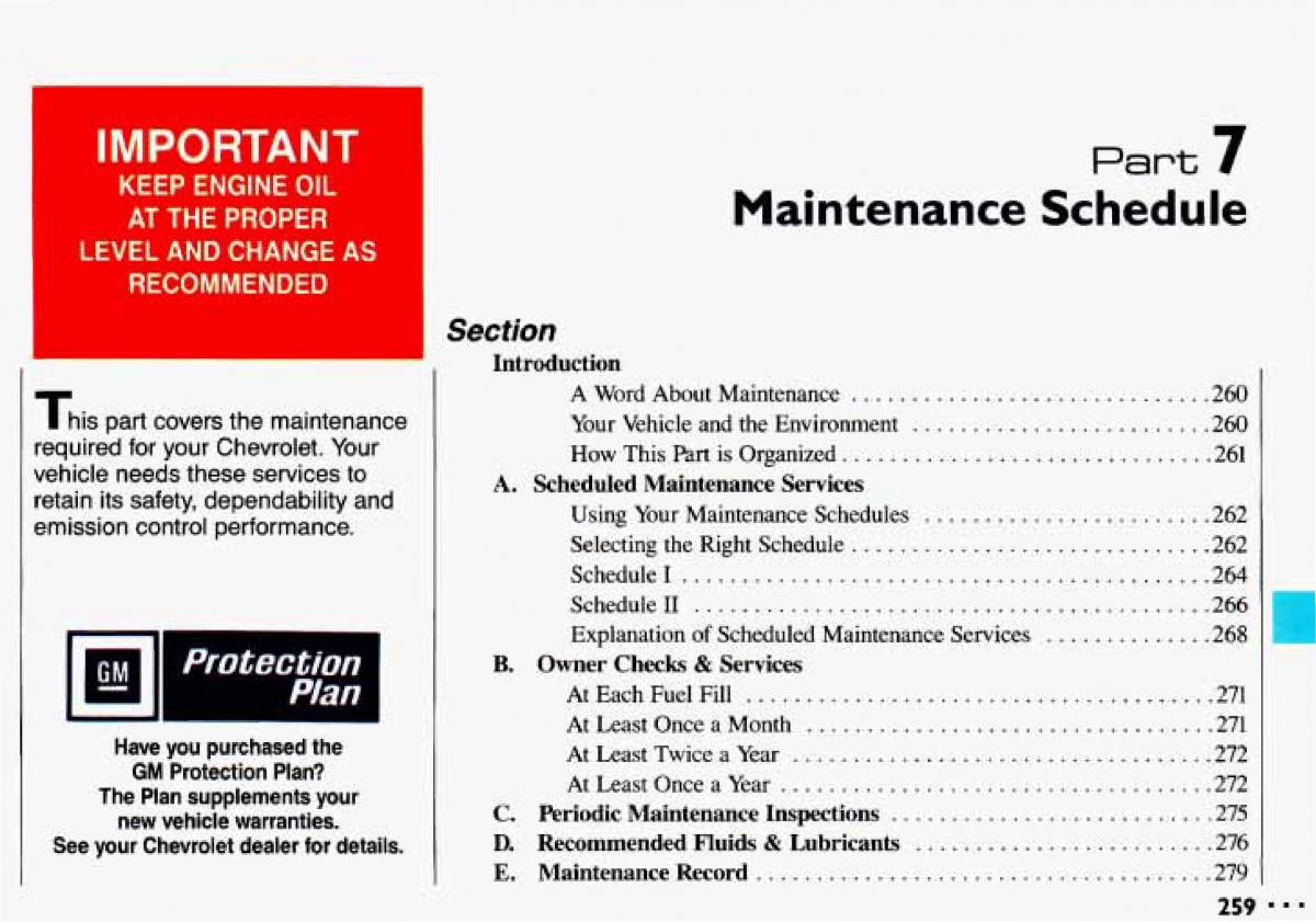 Chevrolet Cavalier II 2 owners manual / page 261