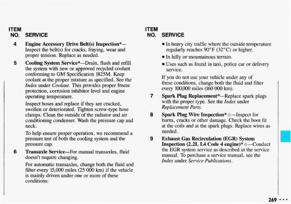 Chevrolet Cavalier II 2 owners manual / page 271