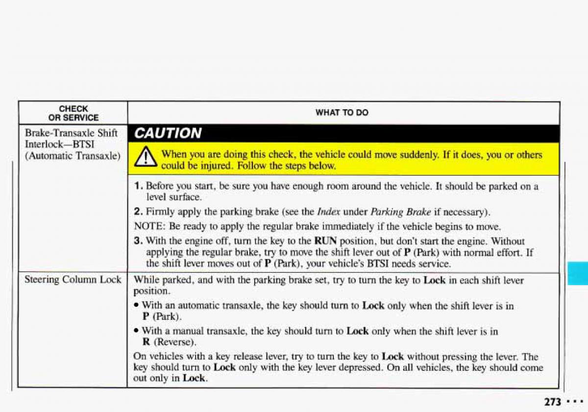 Chevrolet Cavalier II 2 owners manual / page 275