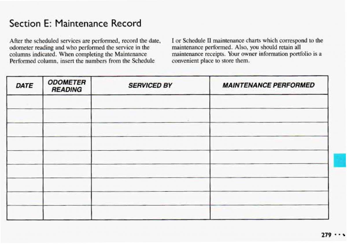 Chevrolet Cavalier II 2 owners manual / page 281