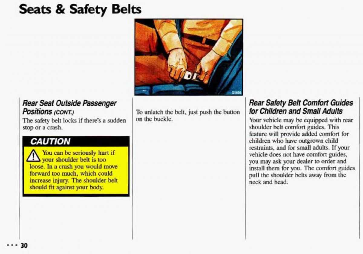 Chevrolet Cavalier II 2 owners manual / page 32