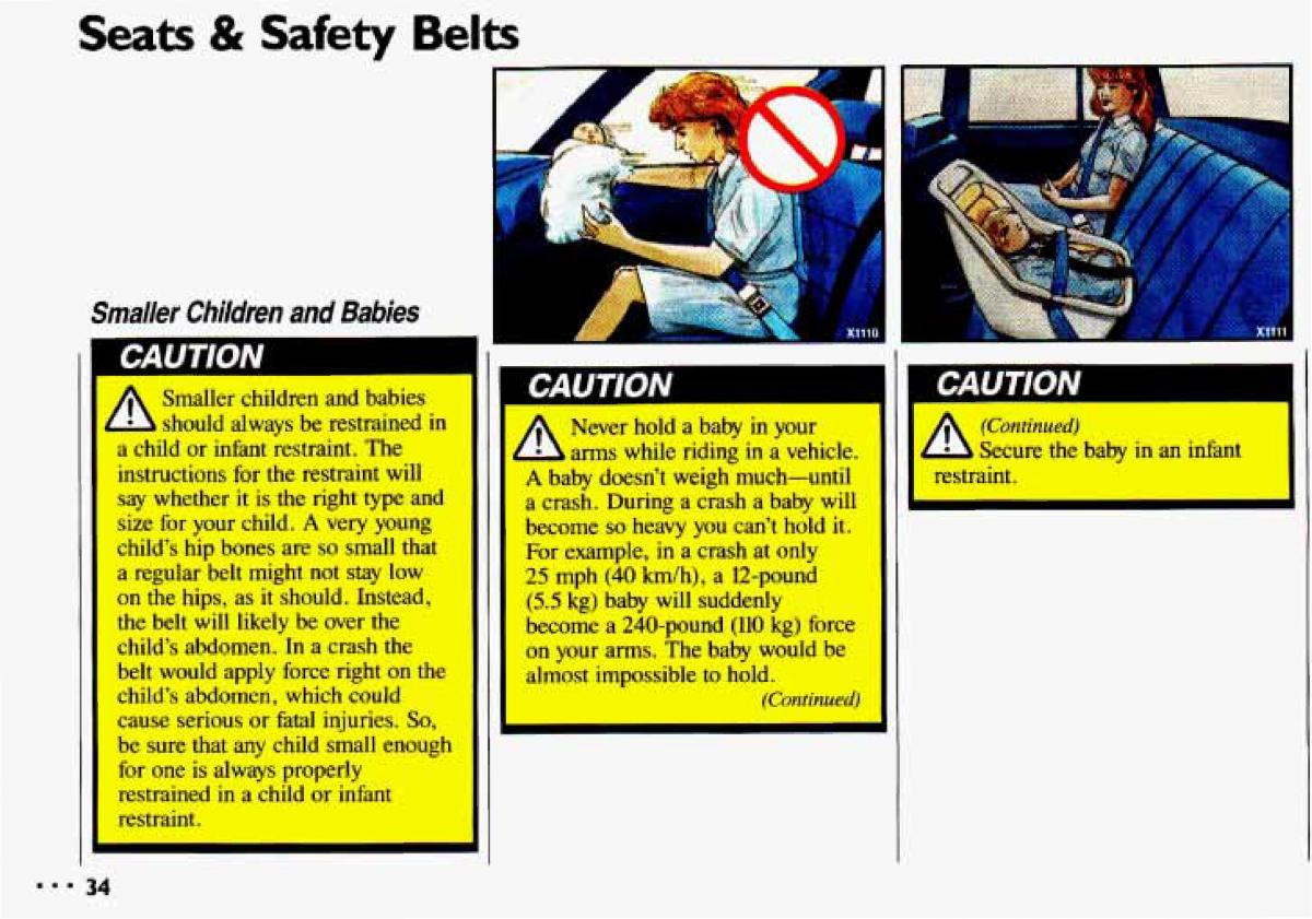 Chevrolet Cavalier II 2 owners manual / page 36