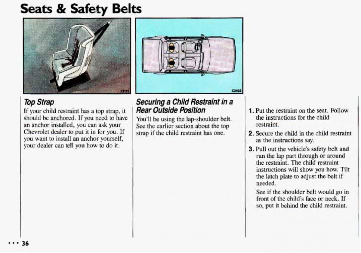 Chevrolet Cavalier II 2 owners manual / page 38