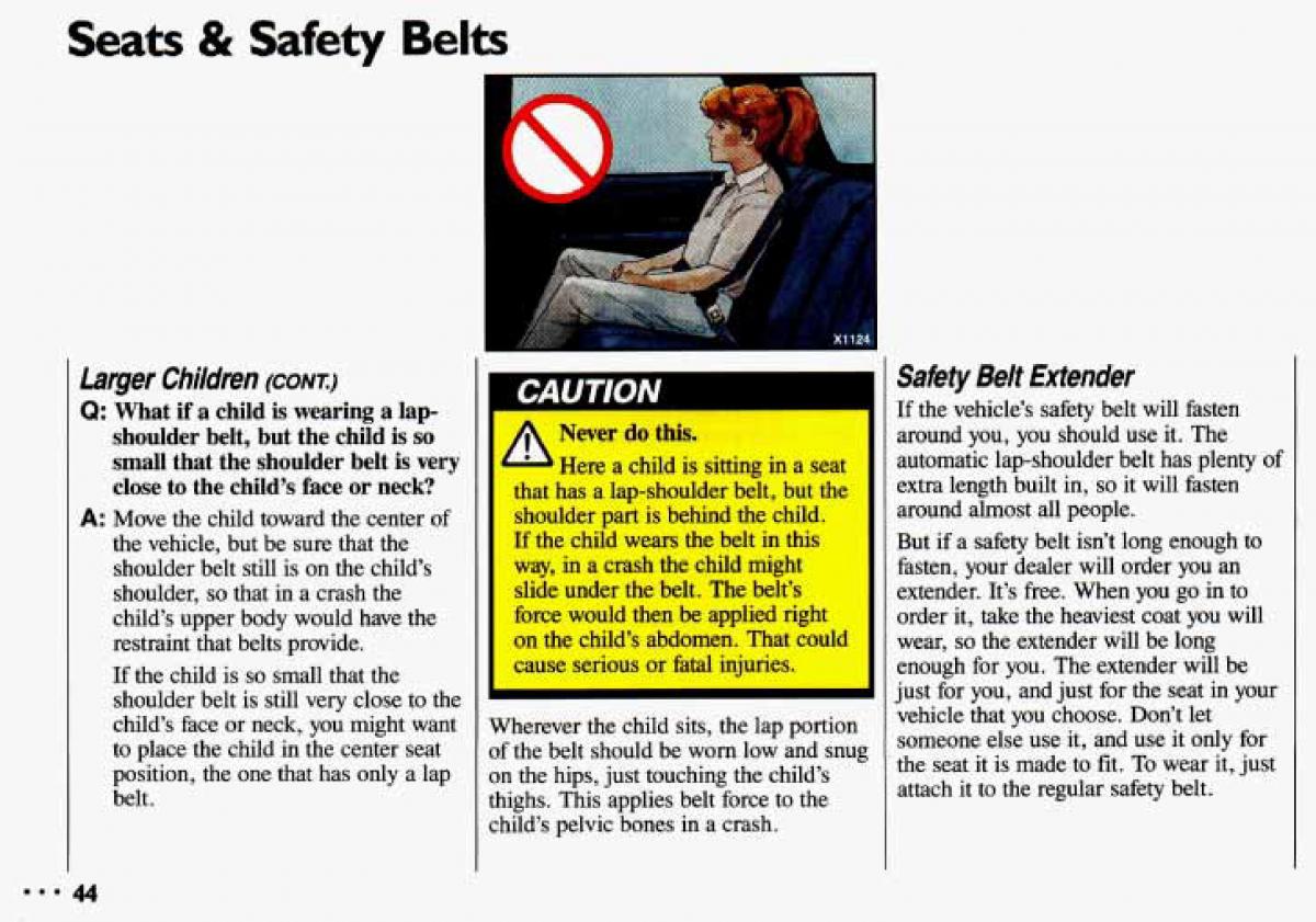 Chevrolet Cavalier II 2 owners manual / page 46