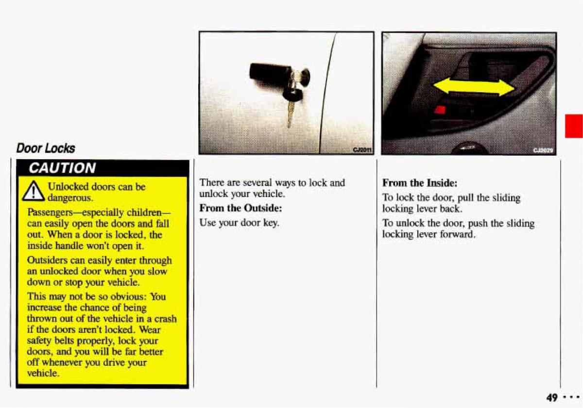 Chevrolet Cavalier II 2 owners manual / page 51