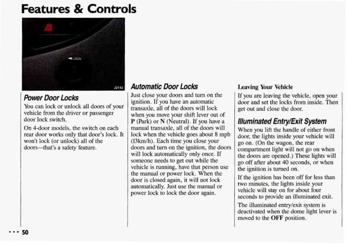 Chevrolet Cavalier II 2 owners manual / page 52