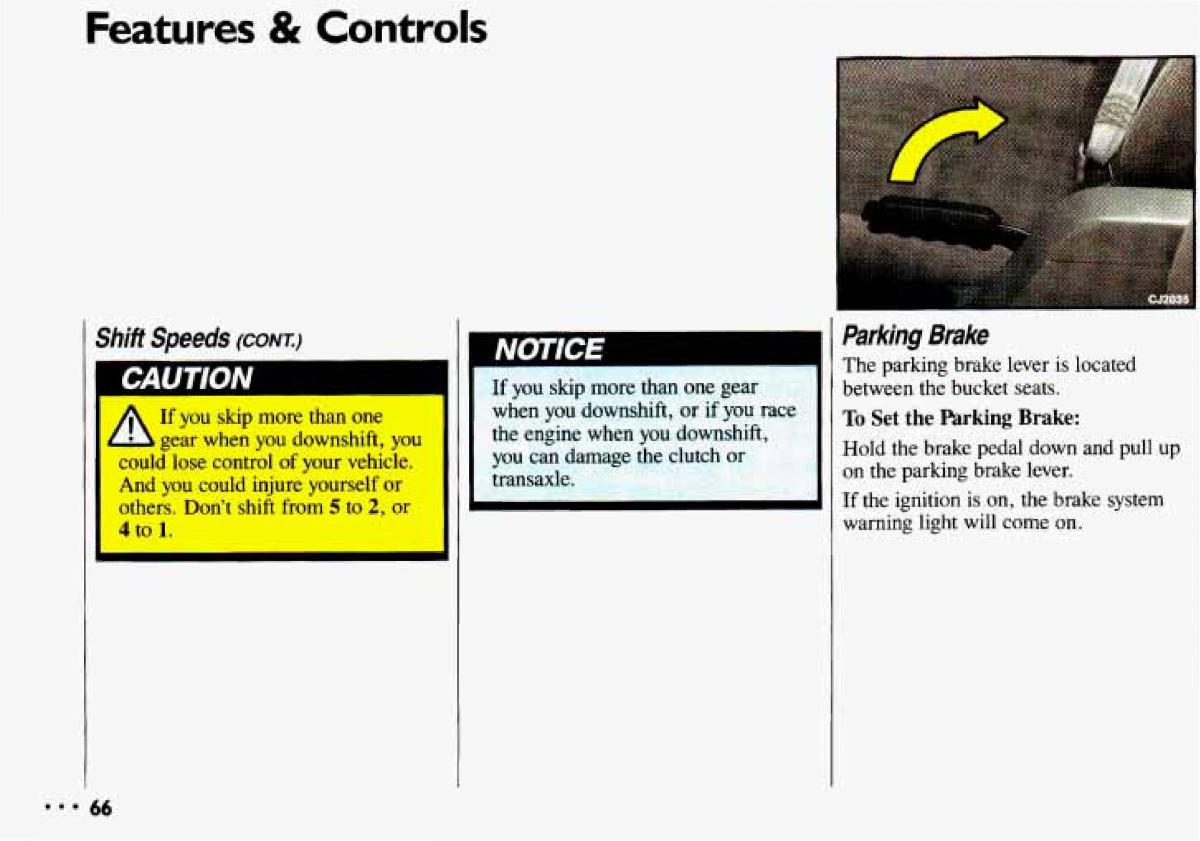 manual  Chevrolet Cavalier II 2 owners manual / page 68