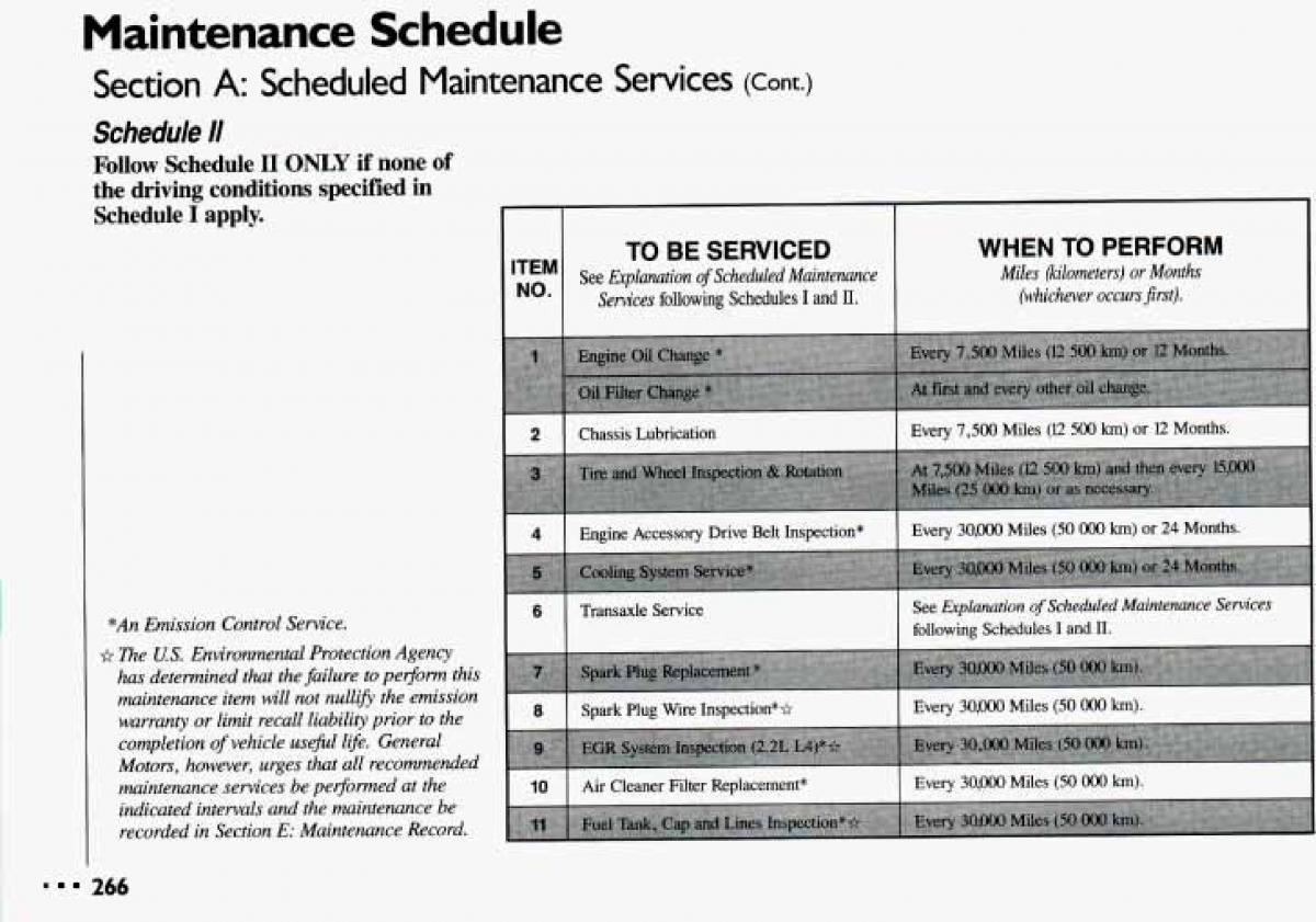 manual  Chevrolet Cavalier II 2 owners manual / page 268