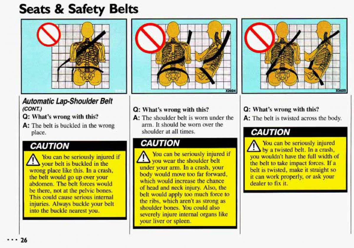 manual  Chevrolet Cavalier II 2 owners manual / page 28