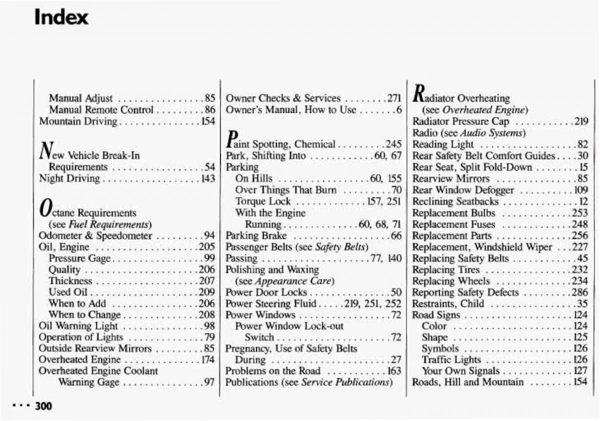 Chevrolet Cavalier II 2 owners manual / page 302