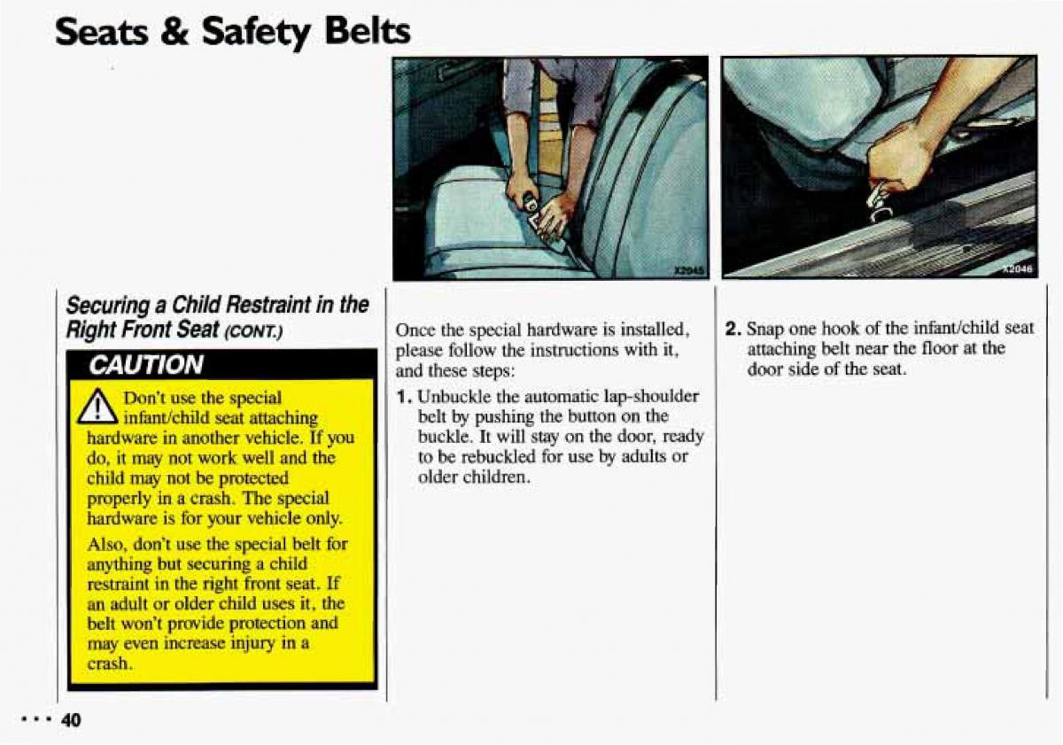 manual  Chevrolet Cavalier II 2 owners manual / page 42