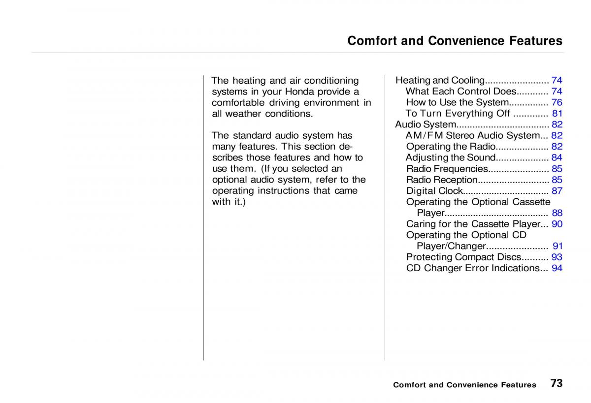 Honda CR V owners manual / page 74