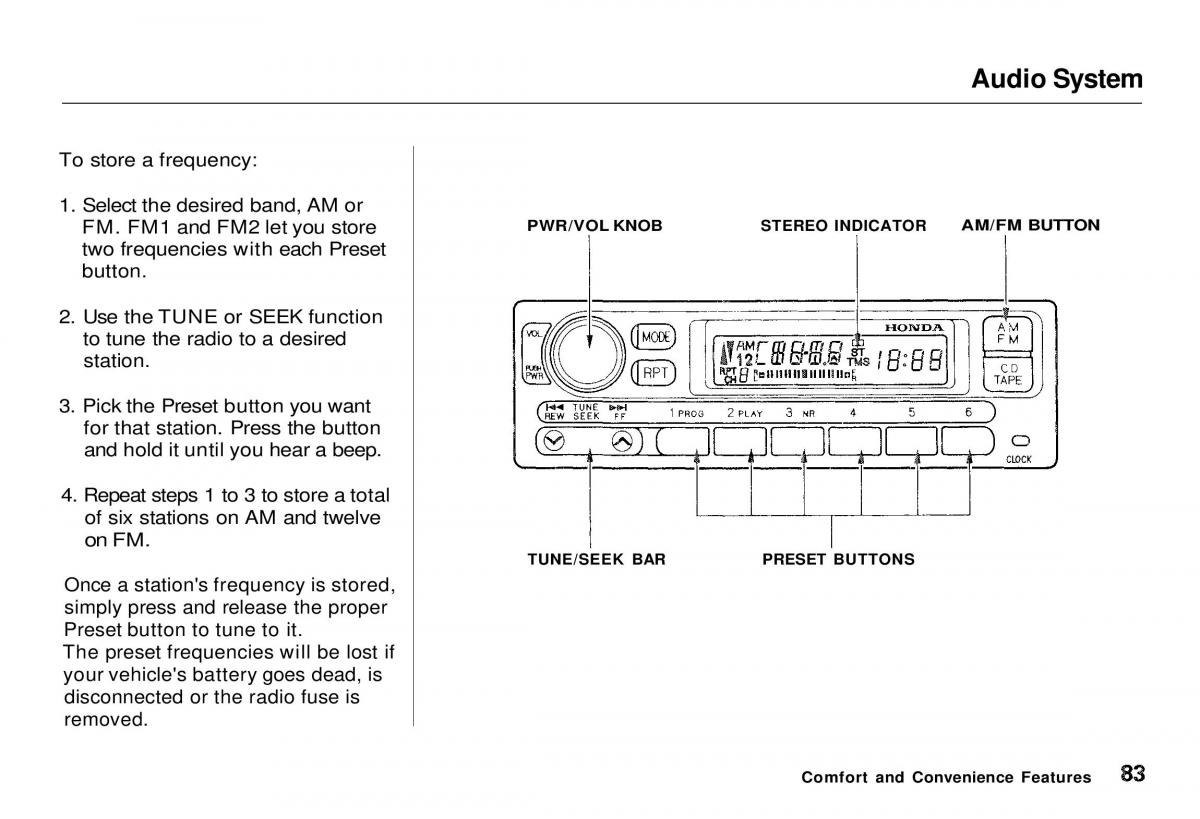 Honda CR V owners manual / page 84