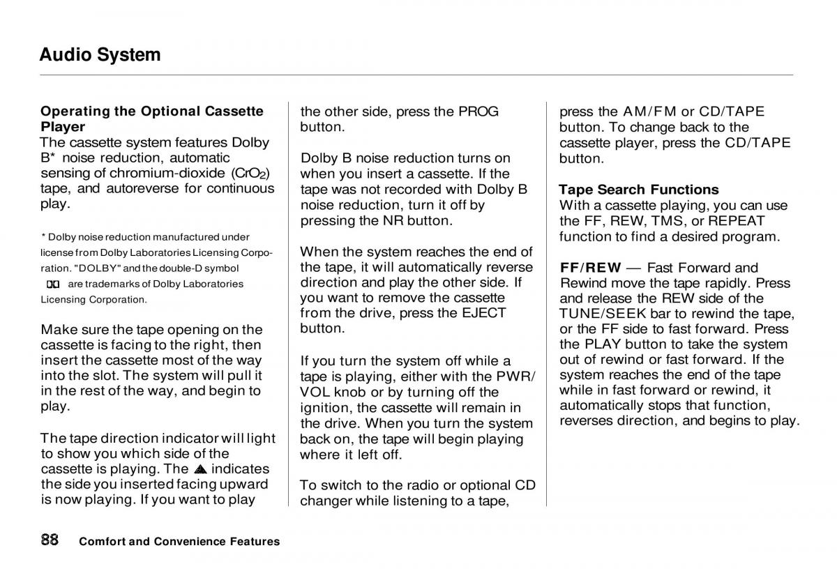 Honda CR V owners manual / page 89