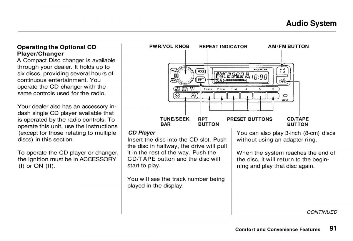 Honda CR V owners manual / page 92