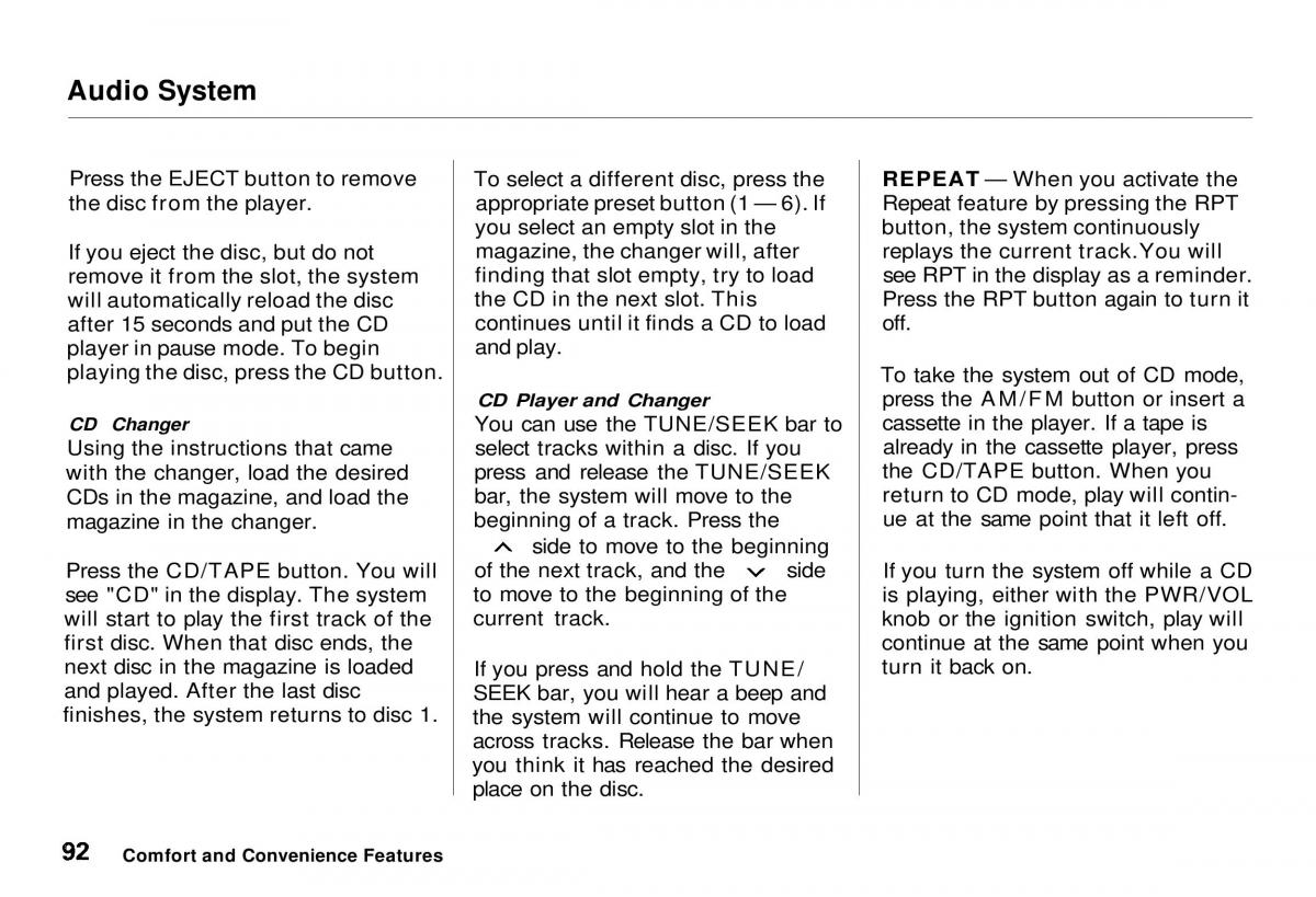 Honda CR V owners manual / page 93