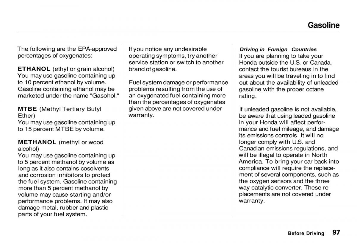 Honda CR V owners manual / page 98