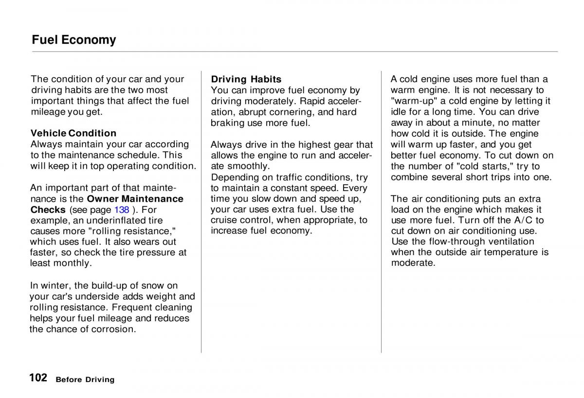 Honda CR V owners manual / page 103