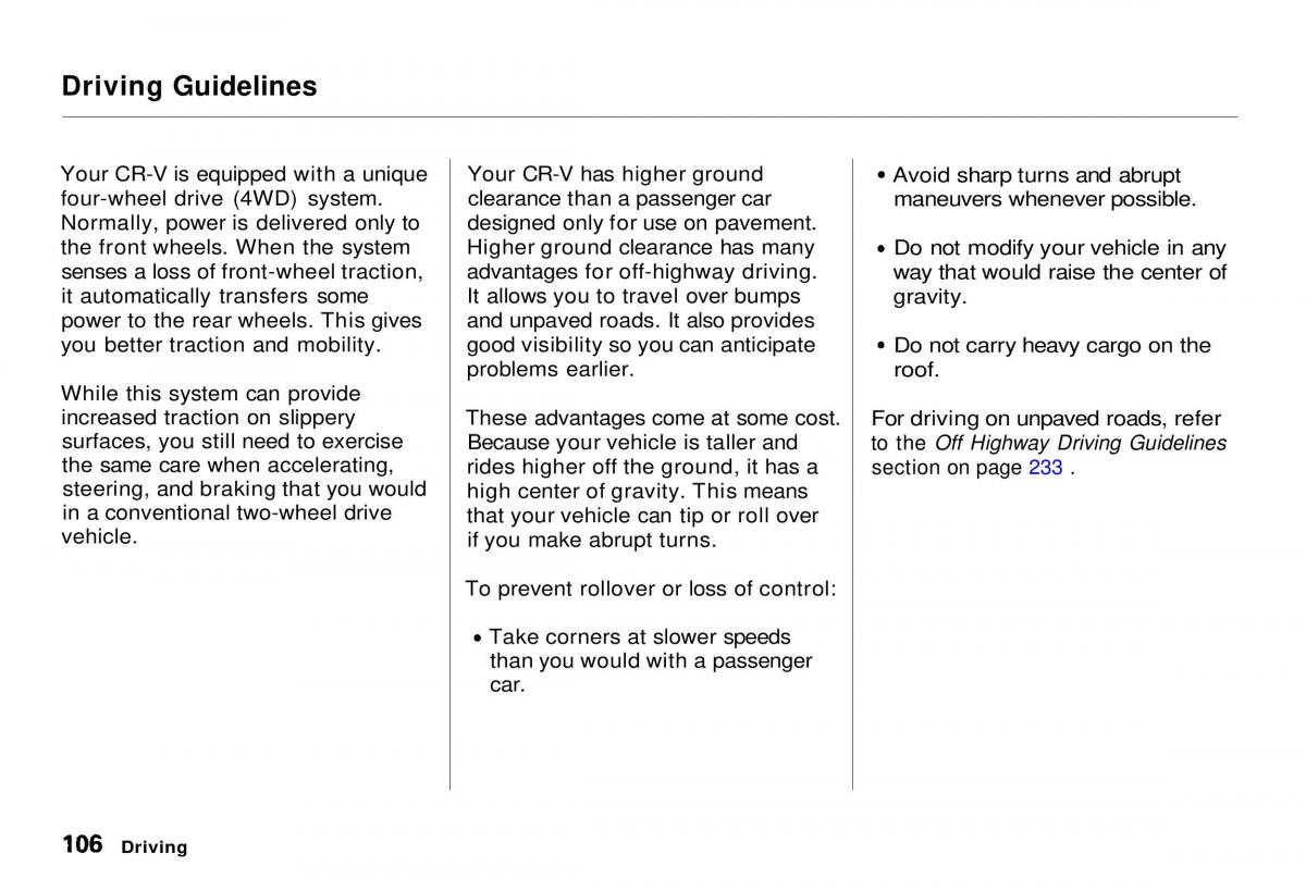 Honda CR V owners manual / page 107