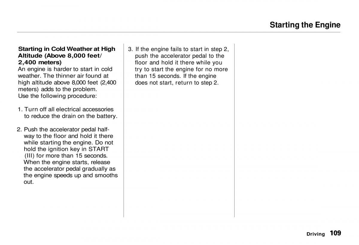 Honda CR V owners manual / page 110