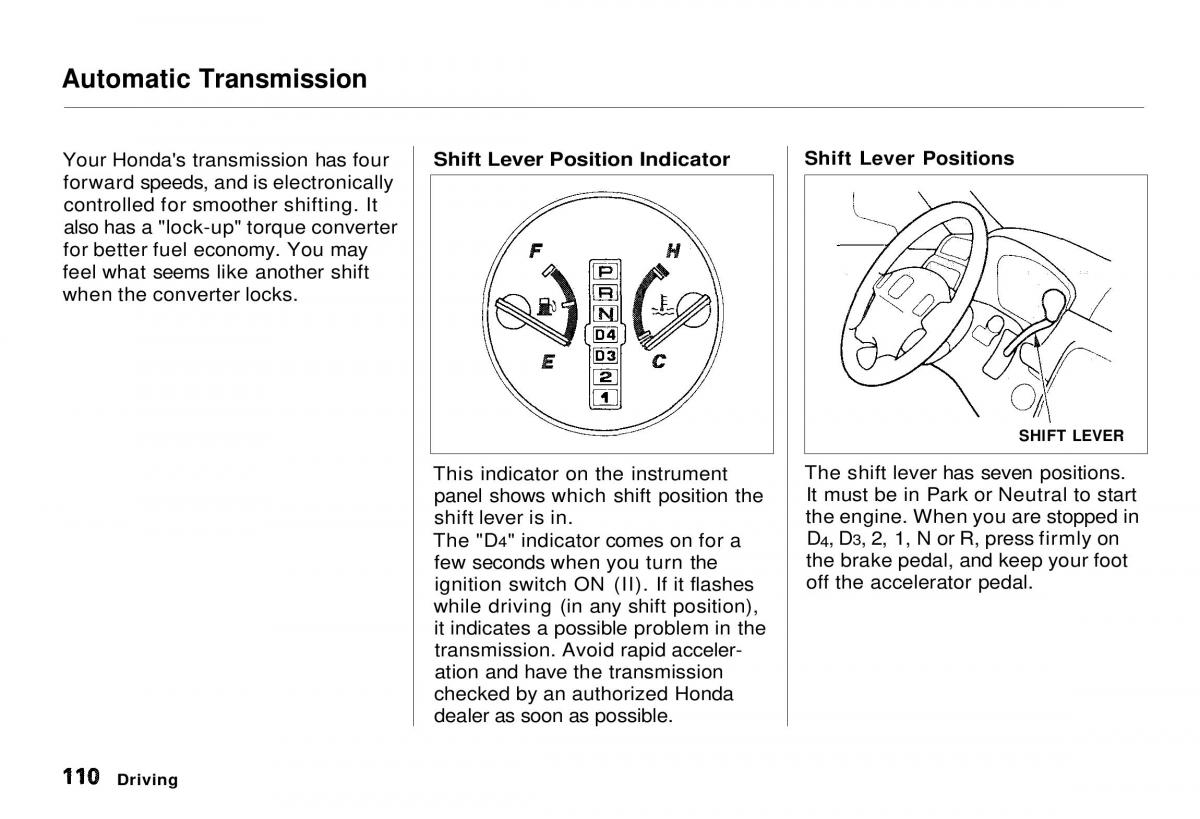 Honda CR V owners manual / page 111