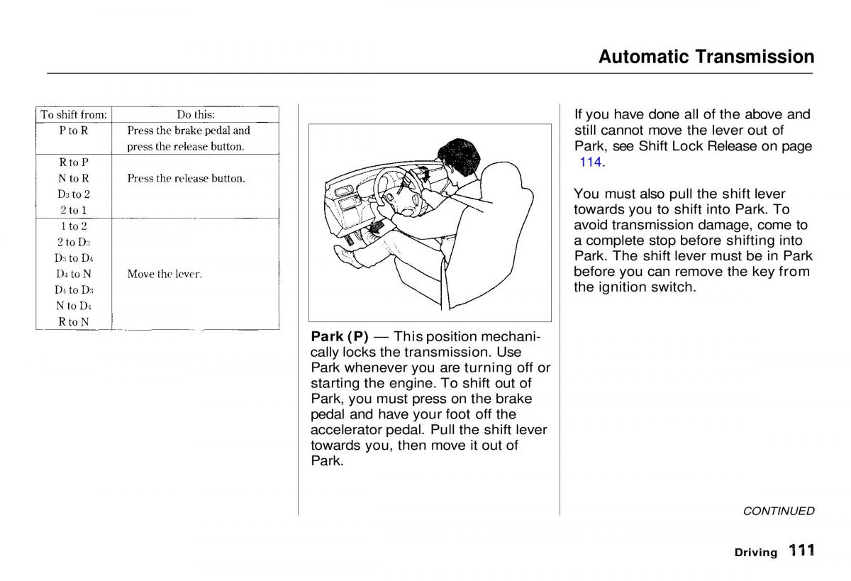 Honda CR V owners manual / page 112