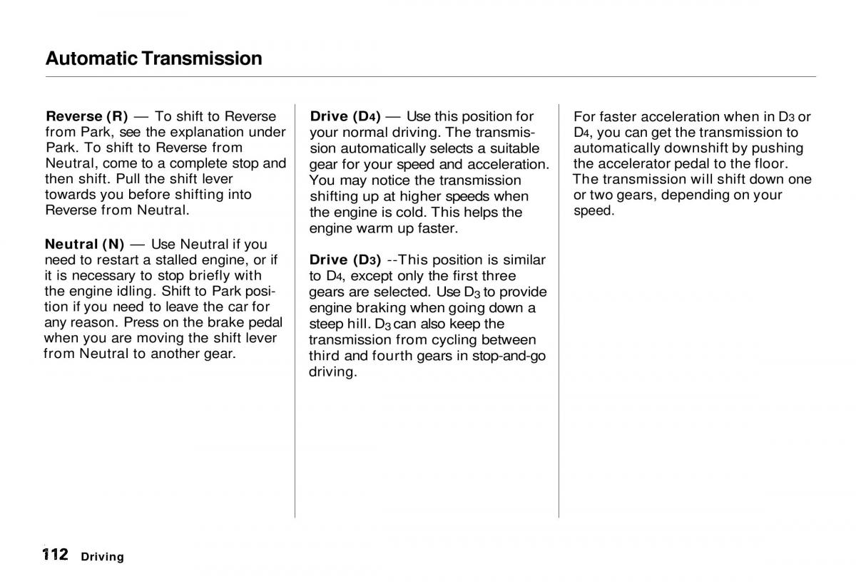 Honda CR V owners manual / page 113