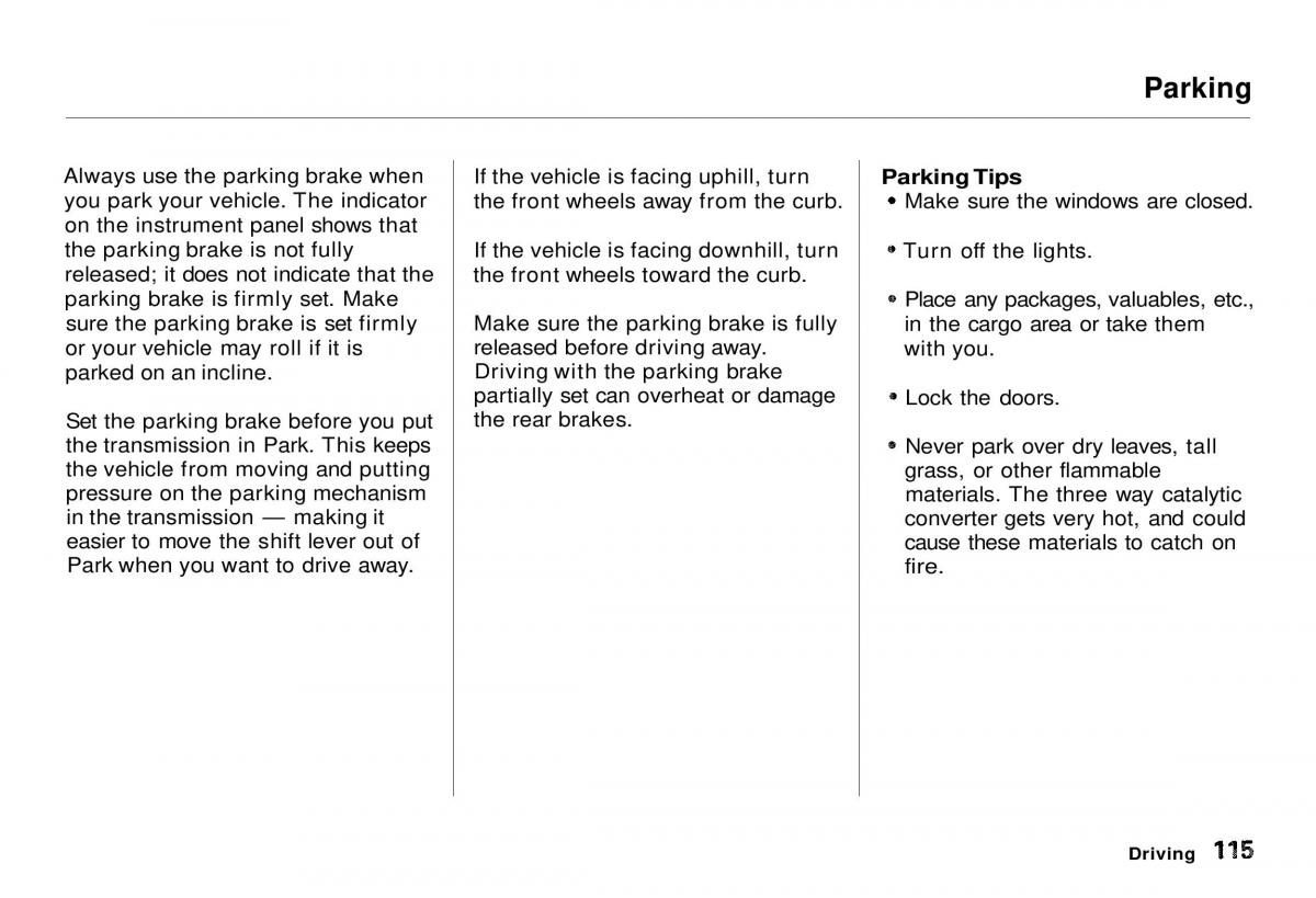 Honda CR V owners manual / page 116