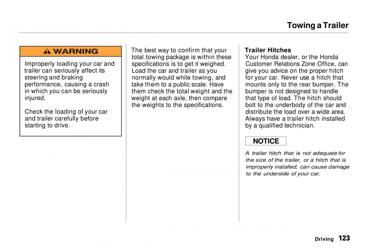 Honda CR V owners manual / page 124