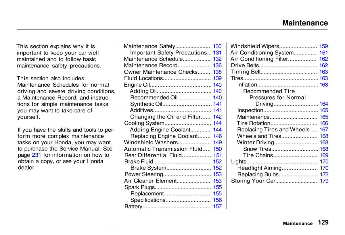 Honda CR V owners manual / page 129