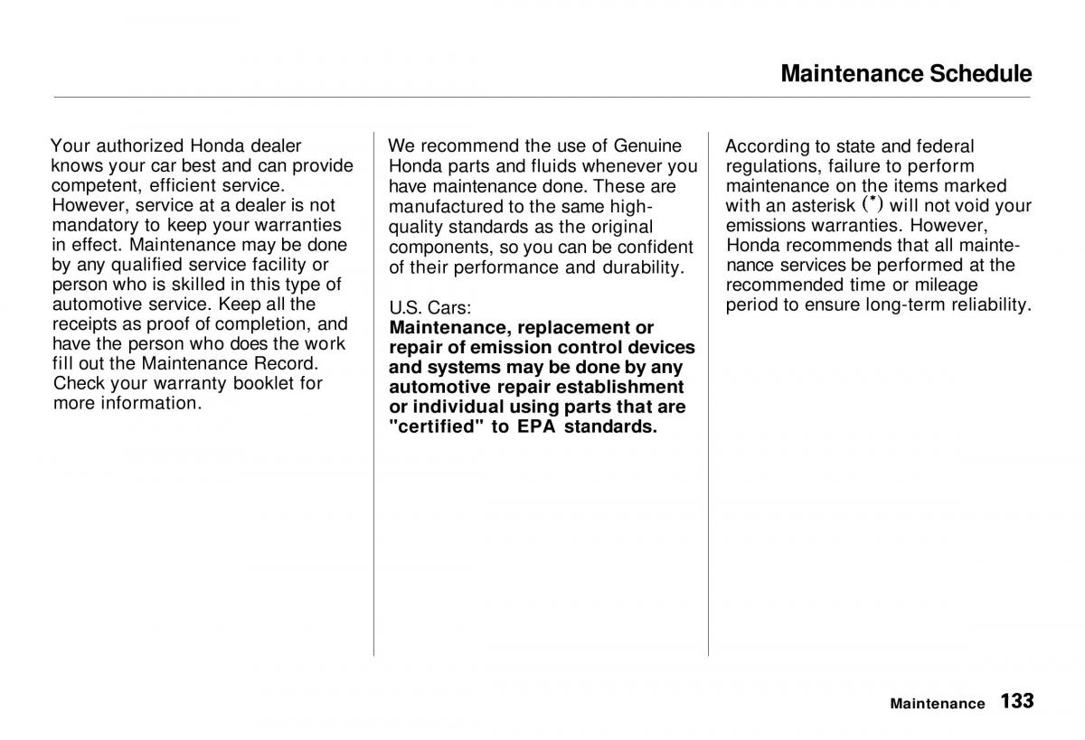 Honda CR V owners manual / page 133